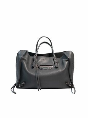 Balenciaga Grey Leather Tote with Zip-Trim Details